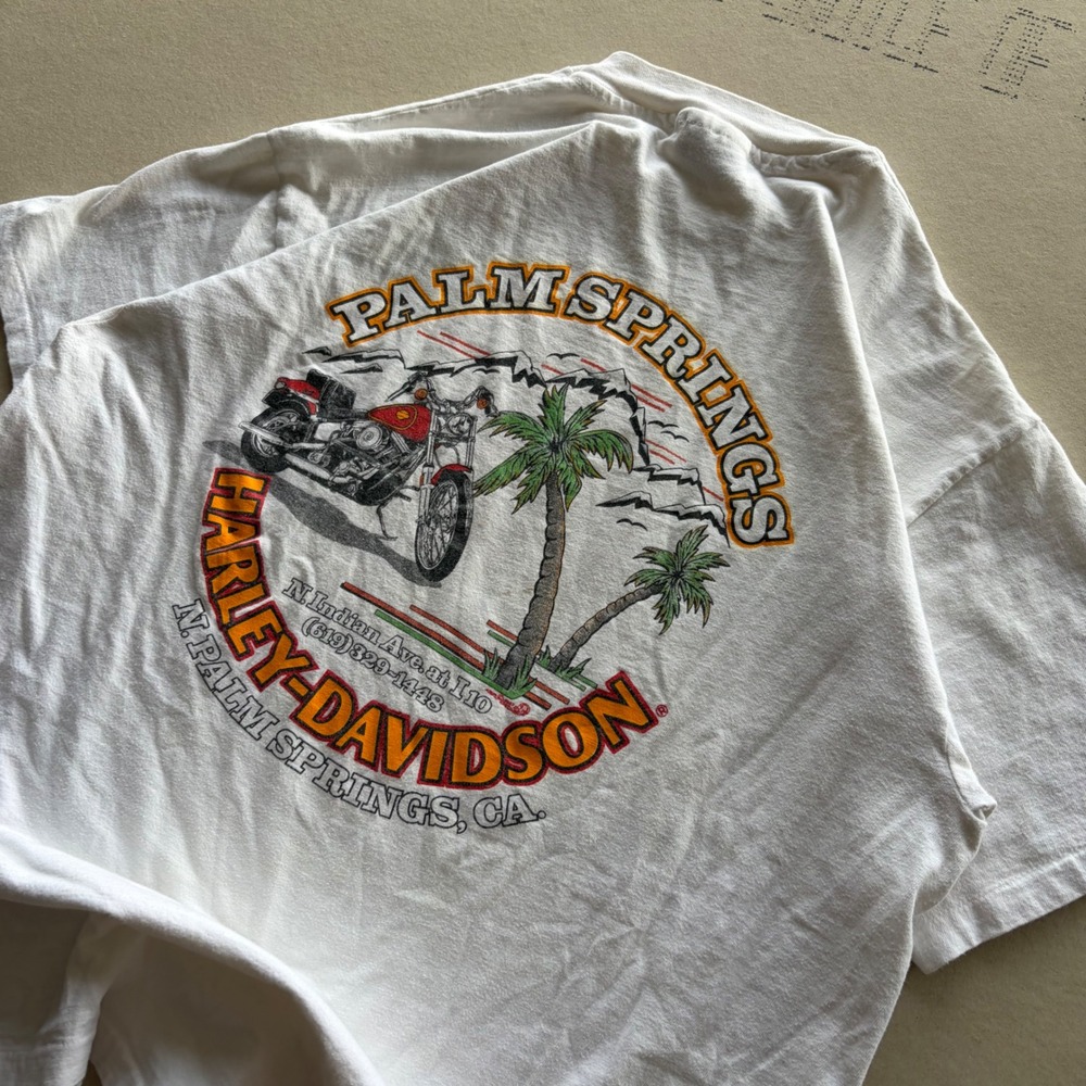 Vintage 80s Harley Davidson T-shirt Eagle Palm Springs California - Picture 4 of 8